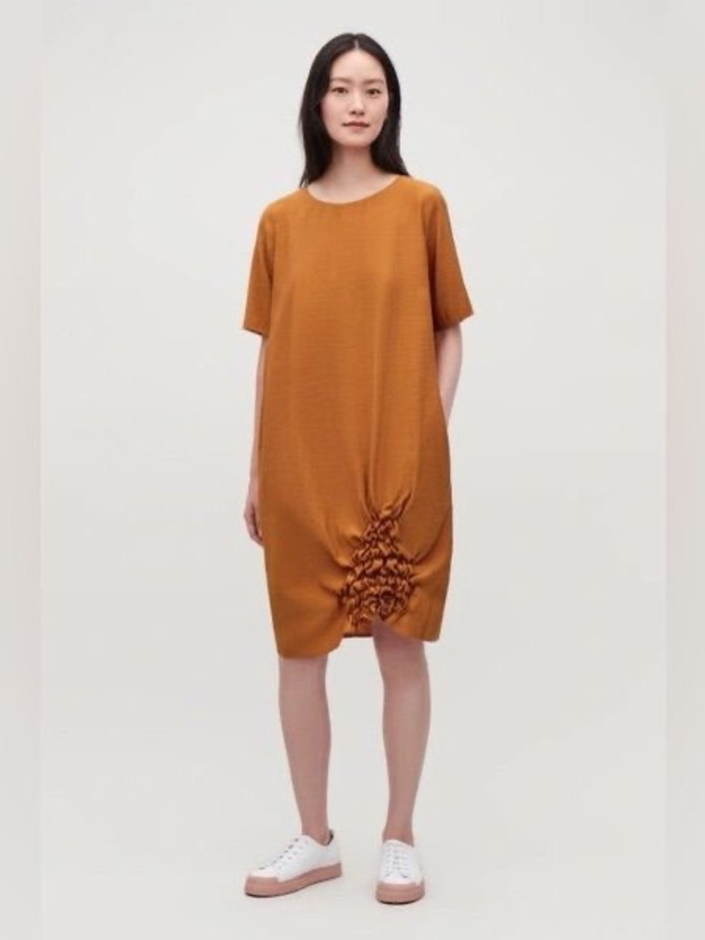 COS | Gathered Hem Dress in Rust
